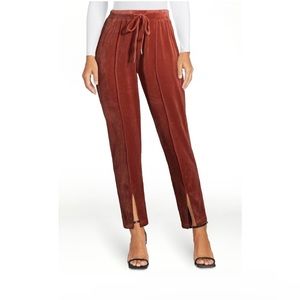 Velour Joggers with Split Front Hem